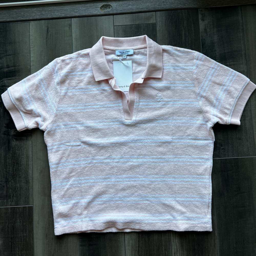 Sporty & Rich - Terry Light Pink Polo Shirt
